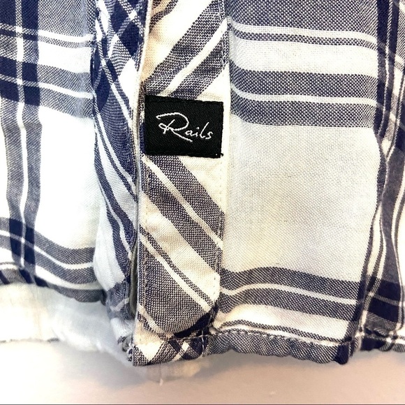 RAILS Plaid Shirt Super Soft Button Front Long Sleeve Navy White - Picture 6 of 8